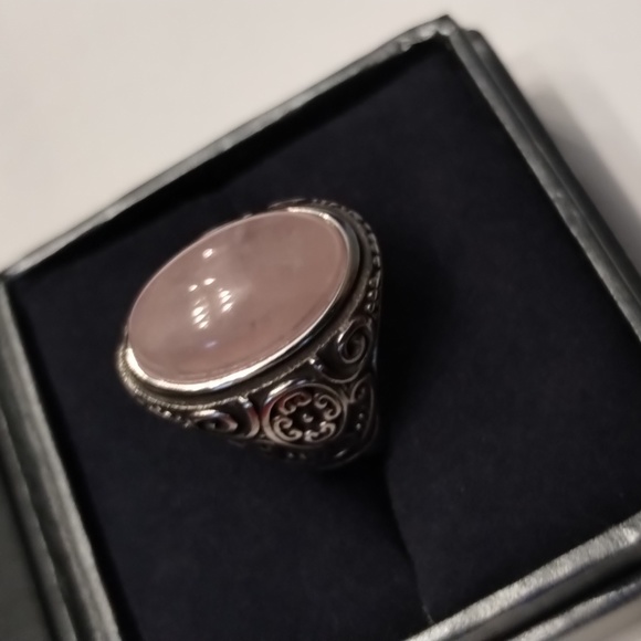 6.00 Carat Total Weight Rose Quartz Ring 316L Stainless Steel. Size 8 - Picture 4 of 5